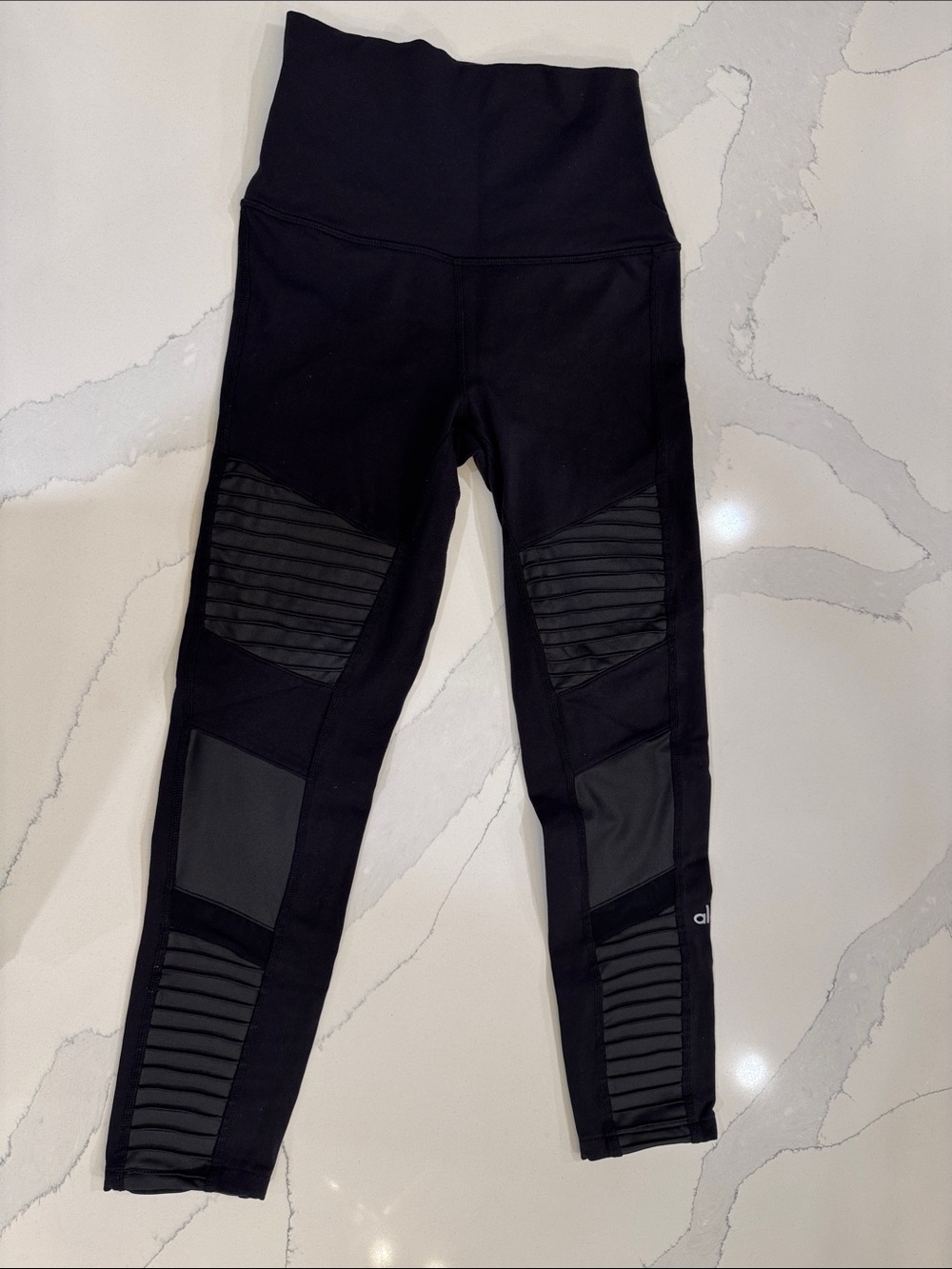 Alo Black Moto-Panel Leggings